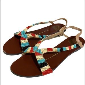DV Dolce Vita Bead Embellished Flat Sandals Size 8-8.5M